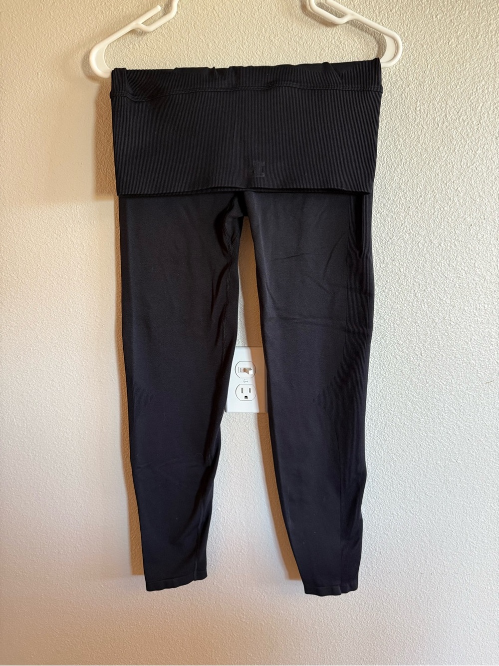 PINK Victoria's Secret Black Fold-Over Waist Leggings